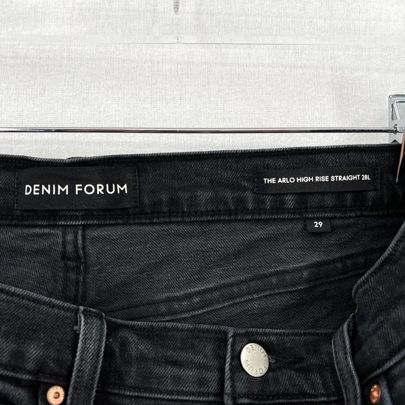 ARITZIA DENIM FORUM Jeans Womens 29 Black The Arlo High Rise Straight 28L - Picture 13 of 16